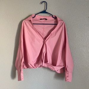 Pink Knot Drop Shoulder Top